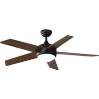 Rustic Wooden LED Ceiling Fan Light with Remote - Brown