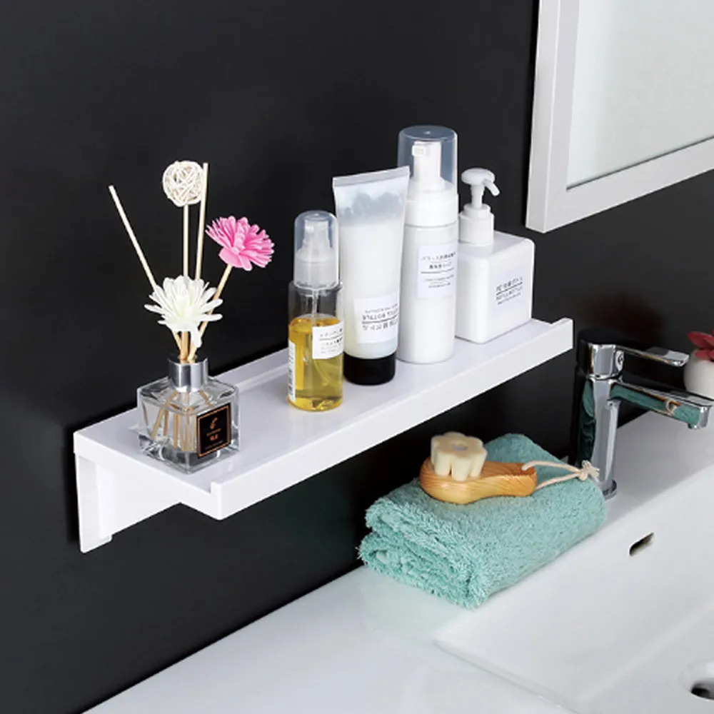 Self Adhesive Bathroom Floating Shelf - White