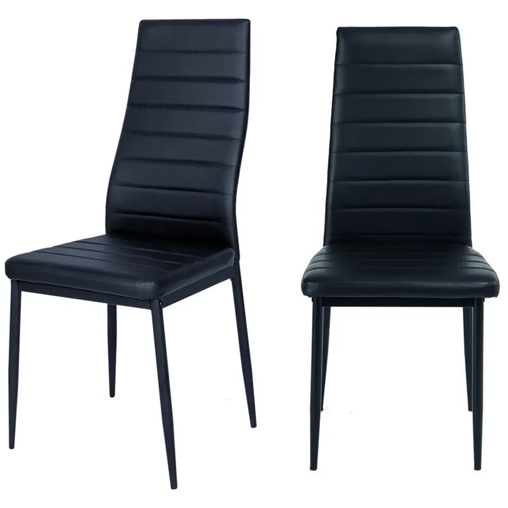 Set of 2 Faux Leather Dining Chair - Black