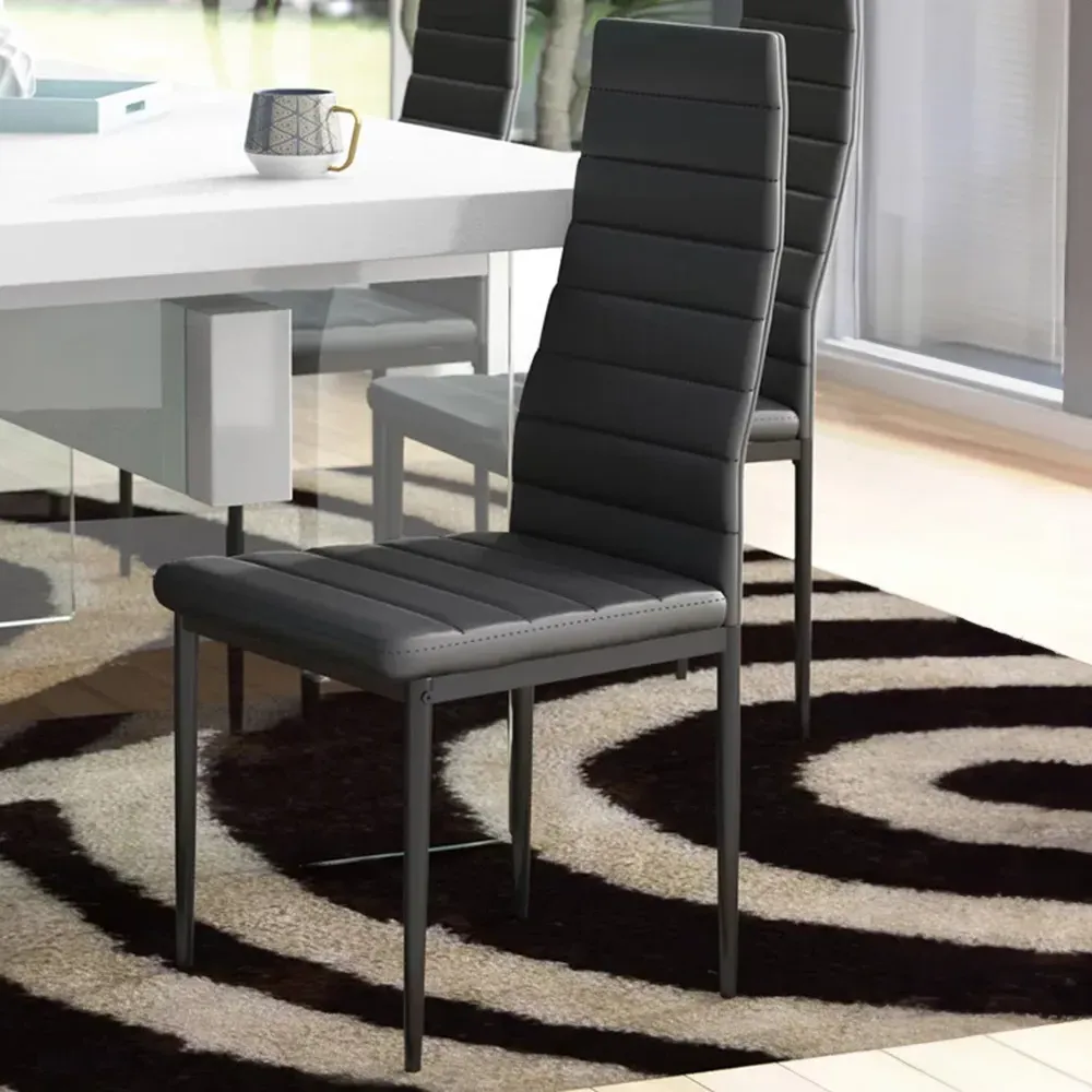 Set of 2 Faux Leather Dining Chair - Black image