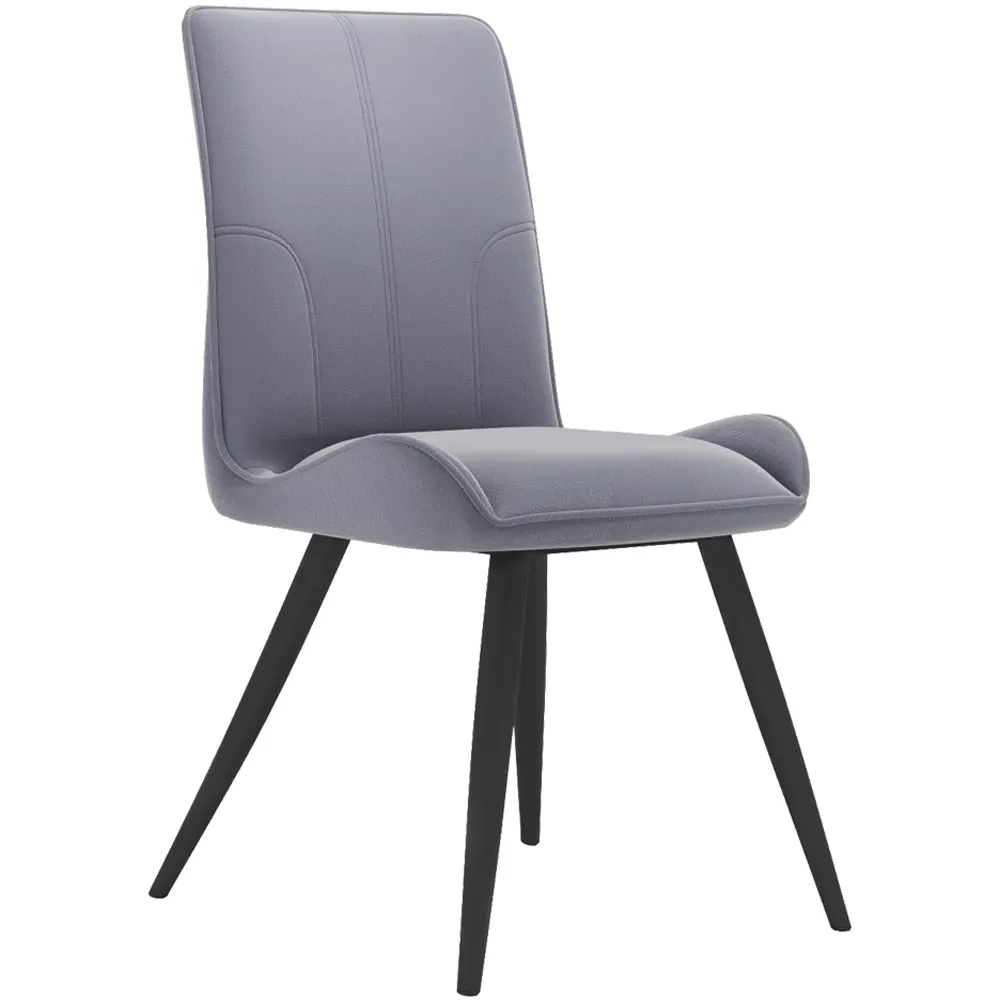 Set of 2 High Back Velvet Dining Chair - Grey