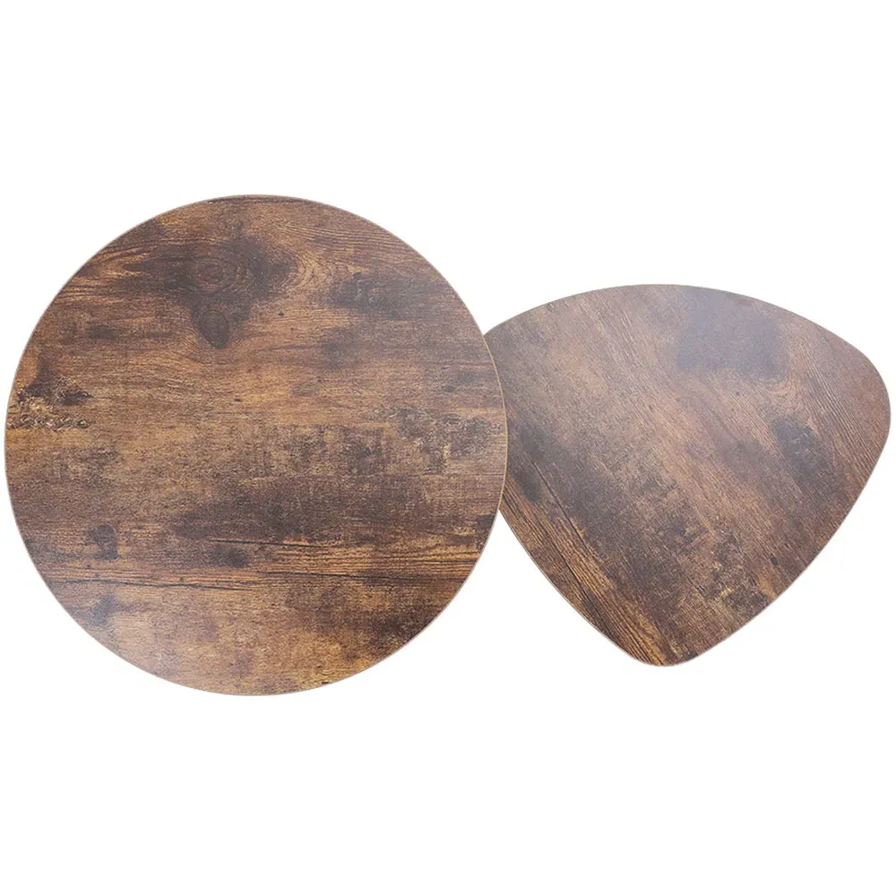 Set of 2 Round and Triangular Nest of Tables - Brown