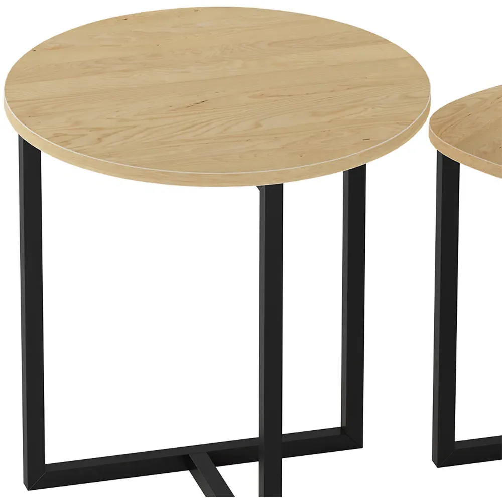 Set of 2 Round and Triangular Nest of Tables - Cream