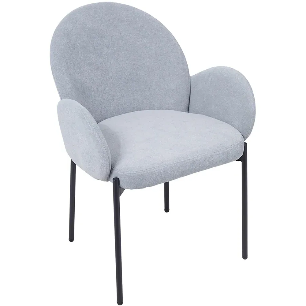 Set of 2 Upholstered Teddy Fleece Dining Chair with Armrests - Grey