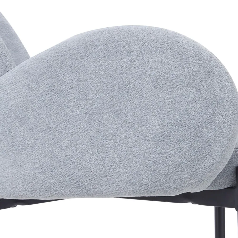 Set of 2 Upholstered Teddy Fleece Dining Chair with Armrests - Grey