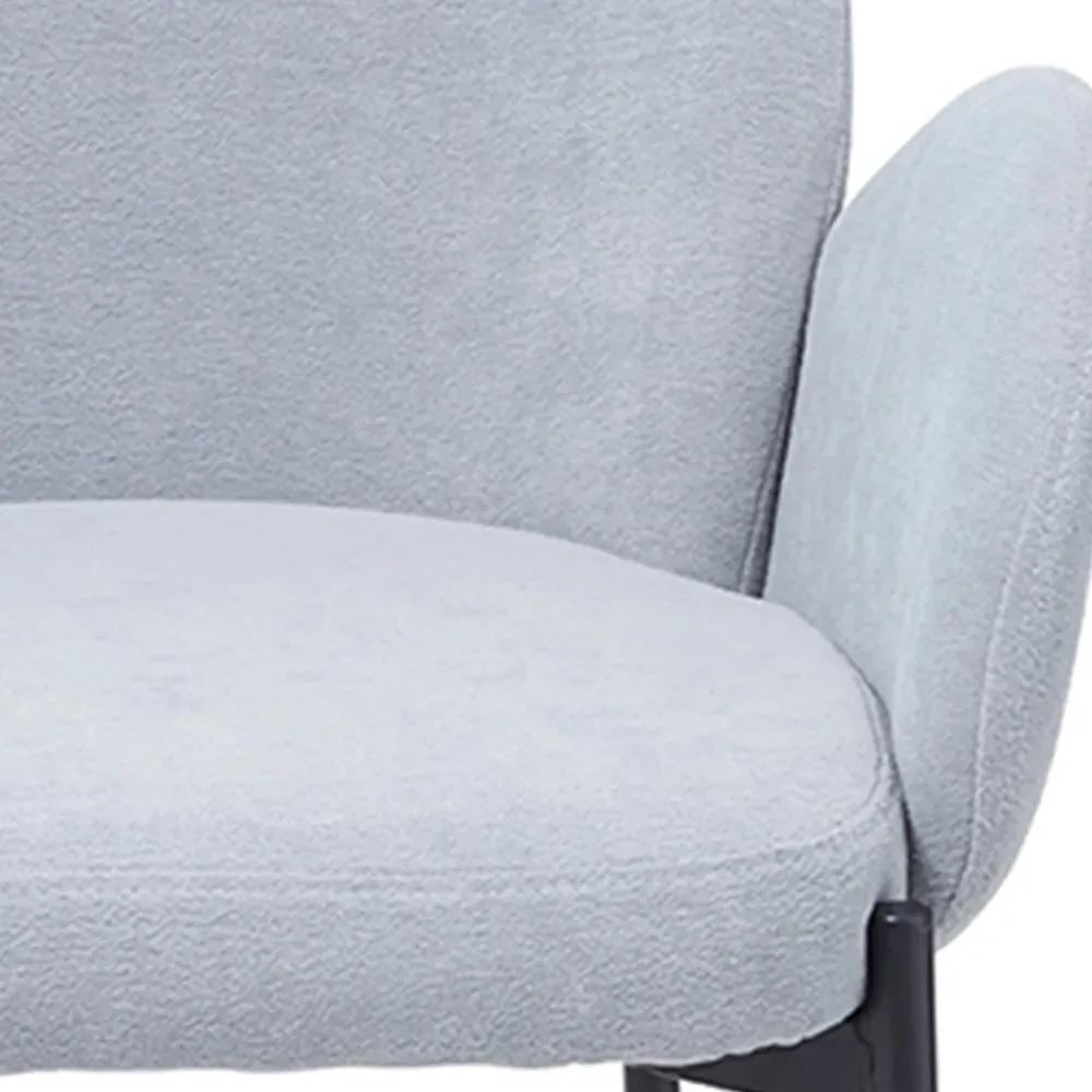 Set of 2 Upholstered Teddy Fleece Dining Chair with Armrests - Grey