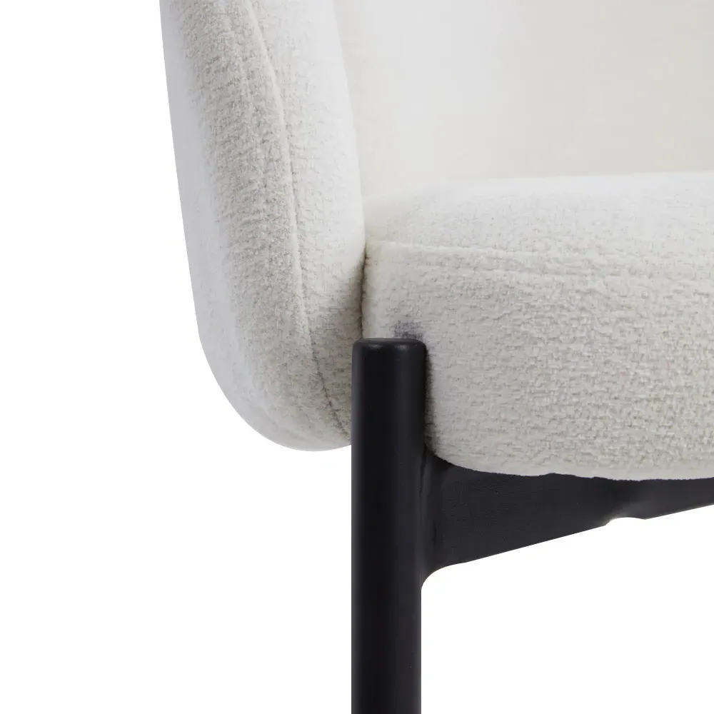 Set of 2 Upholstered Teddy Fleece Dining Chair with Armrests - White