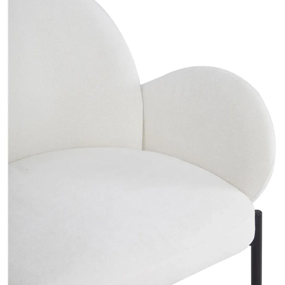 Set of 2 Upholstered Teddy Fleece Dining Chair with Armrests - White