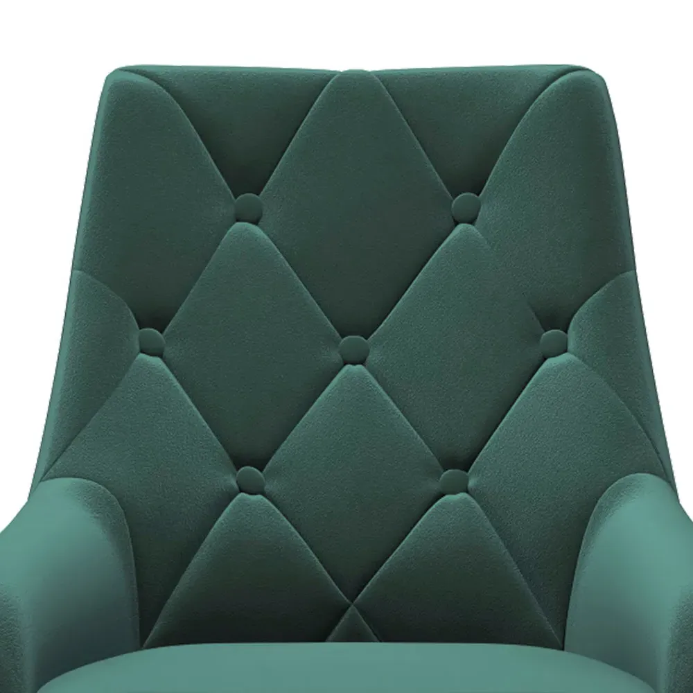 Set of 2 Velvet Buttoned Dining Chair - Green