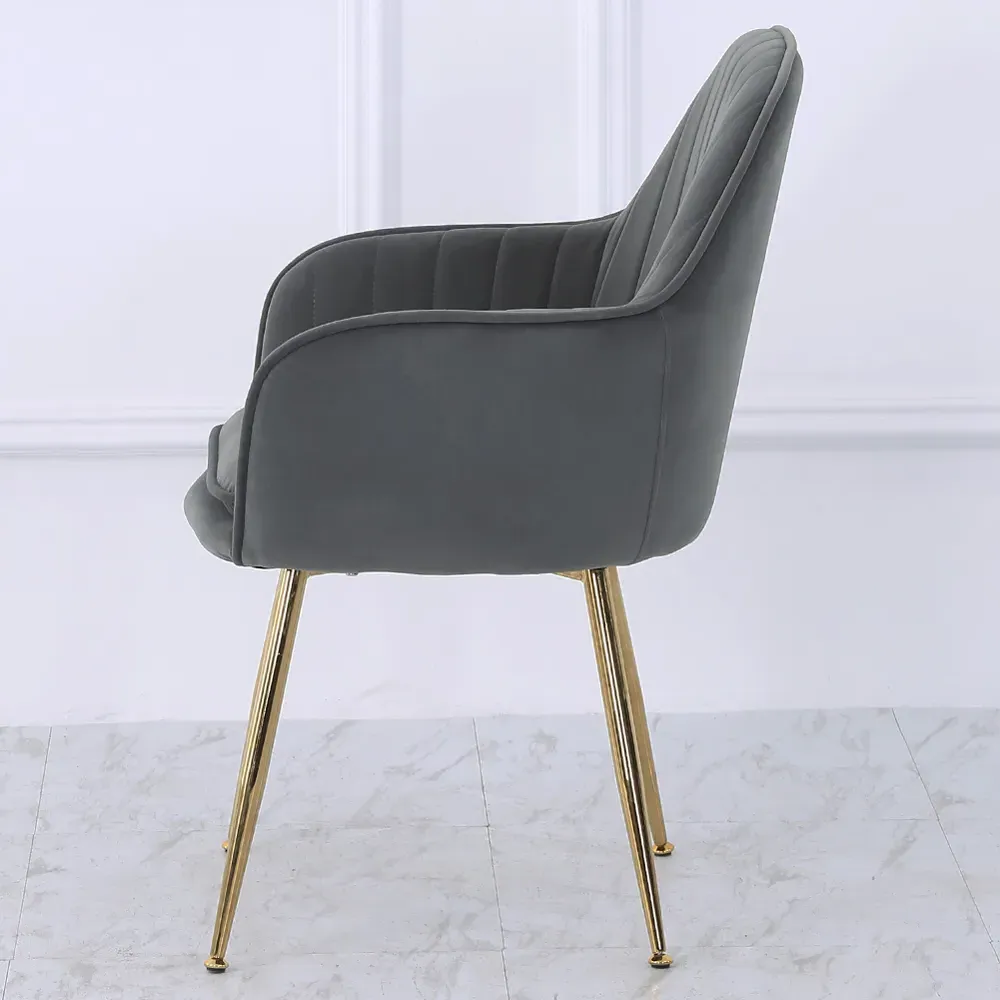 Set of 2 Velvet Upholstered Dining Chair - Grey