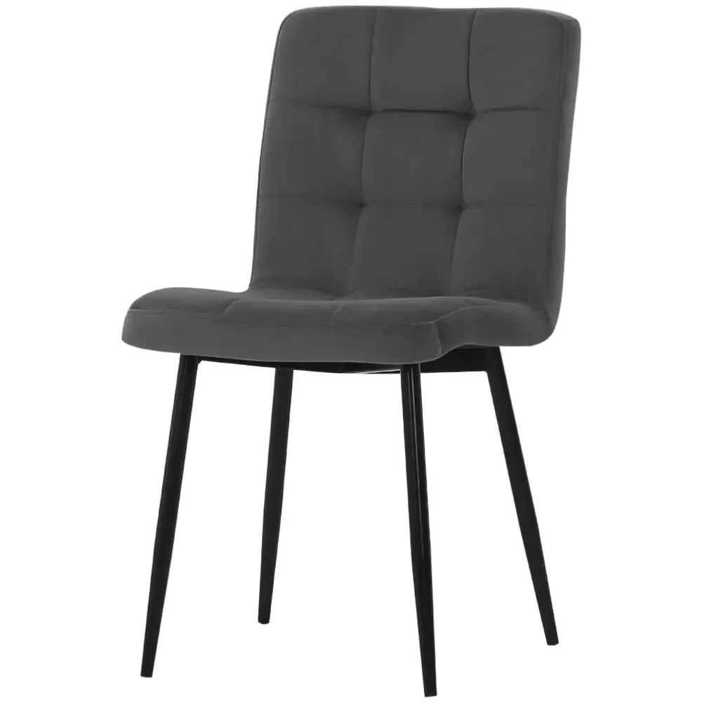 Set of 4 Frosted Velvet Dining Chairs - Black