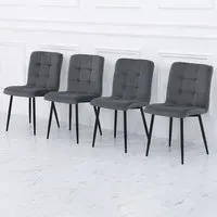 Set of 4 Frosted Velvet Dining Chairs - Black