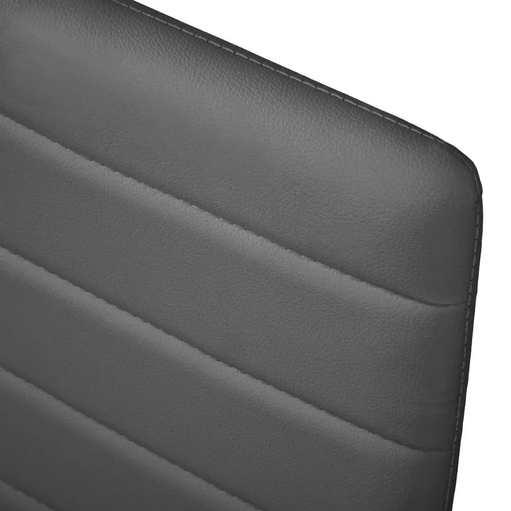 Set of 4 Quilted Dining Chairs - Grey, Faux Leather