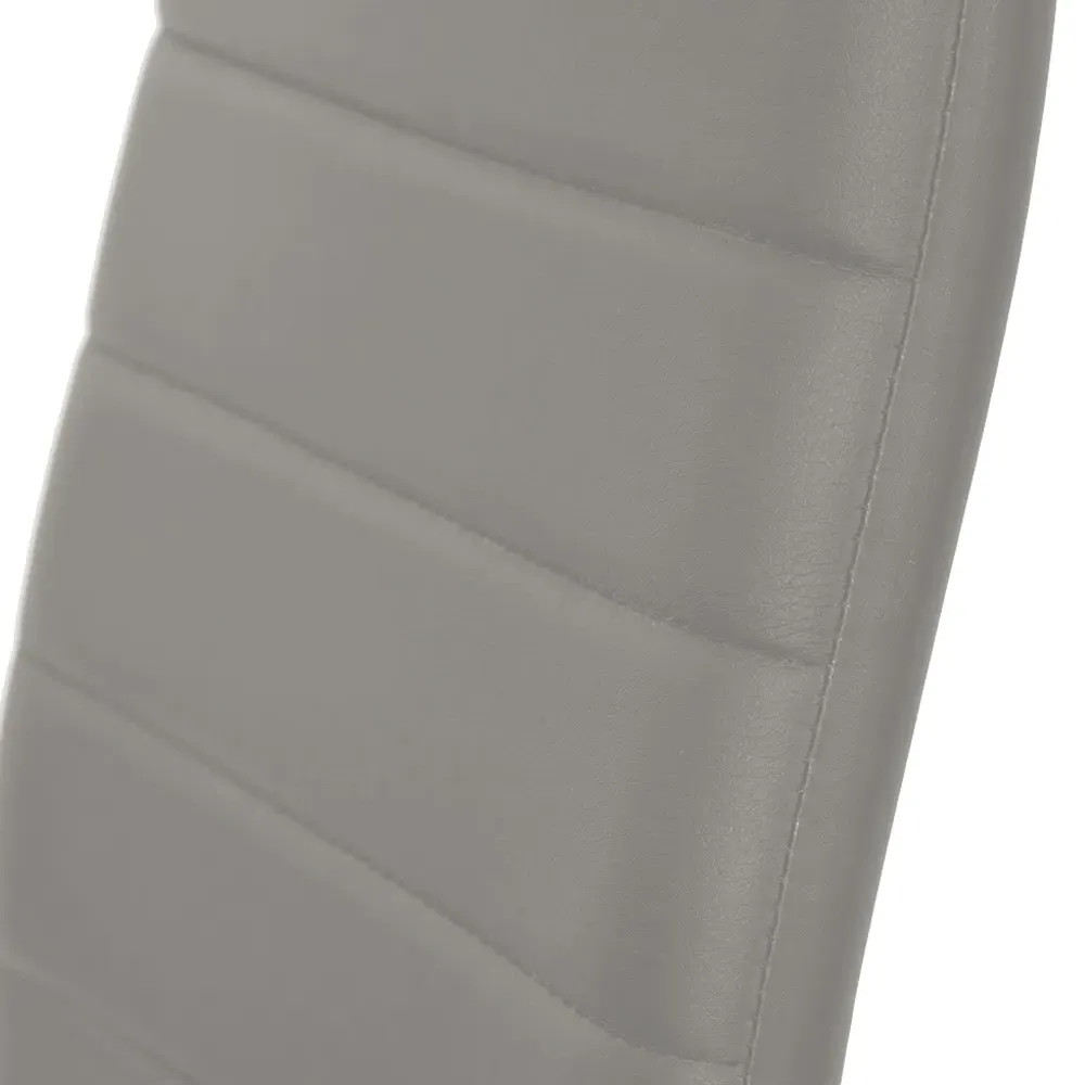 Set of 4 Quilted Dining Chairs - Grey, Faux Leather