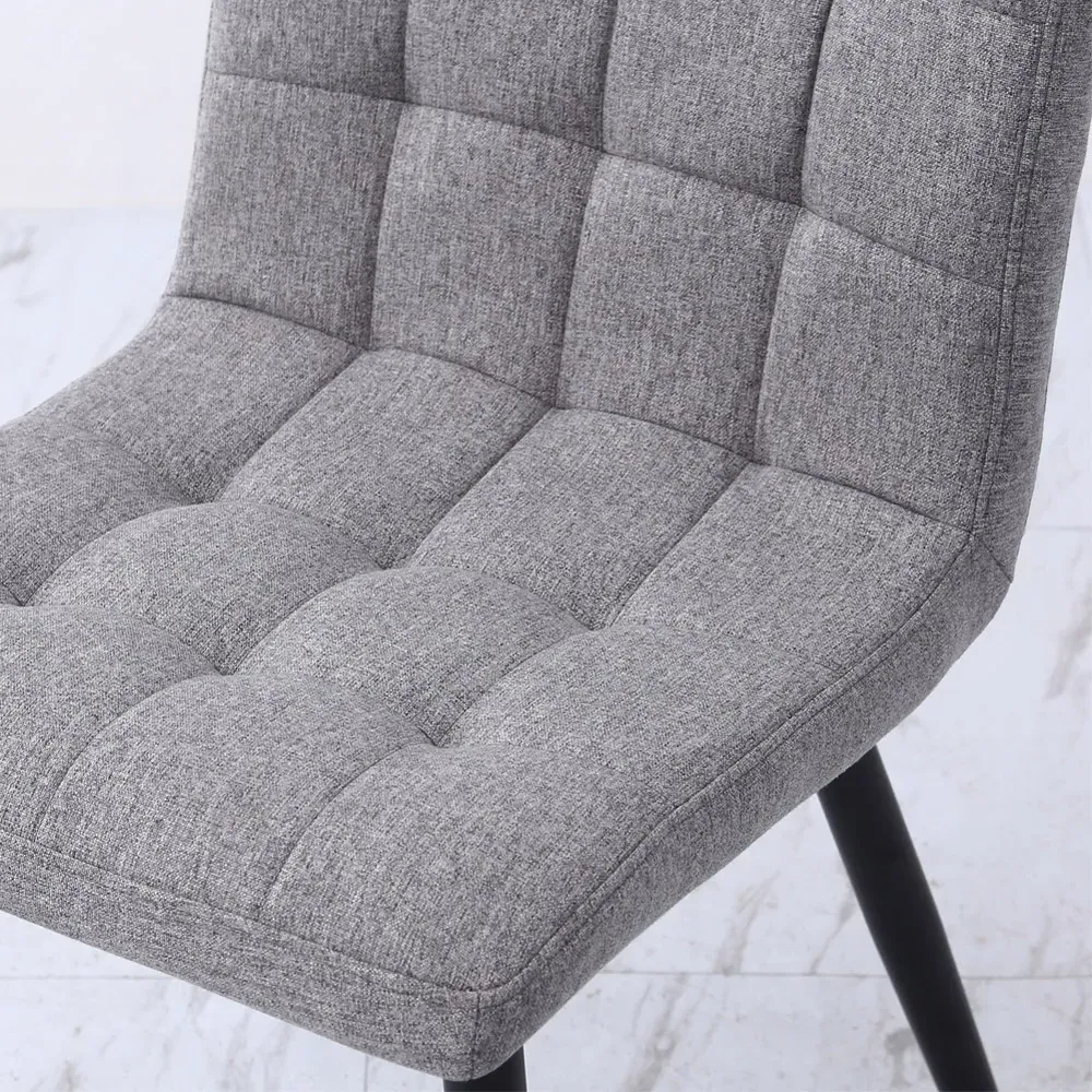 Set of 4 Tufted Dining Chairs - Dark Grey