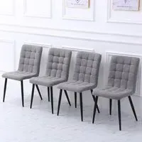Set of 4 Tufted Dining Chairs - Dark Grey