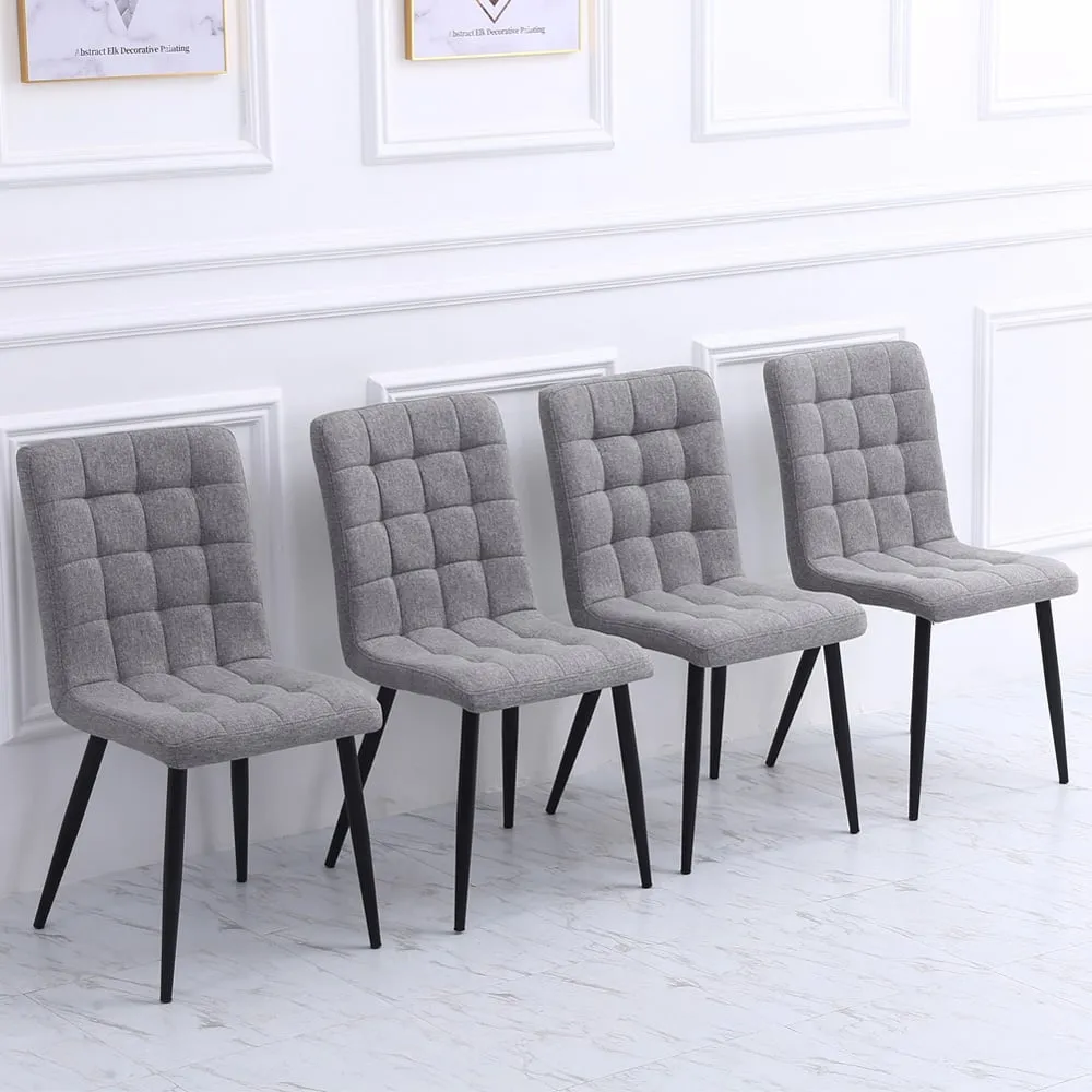 Set of 4 Tufted Dining Chairs - Dark Grey image