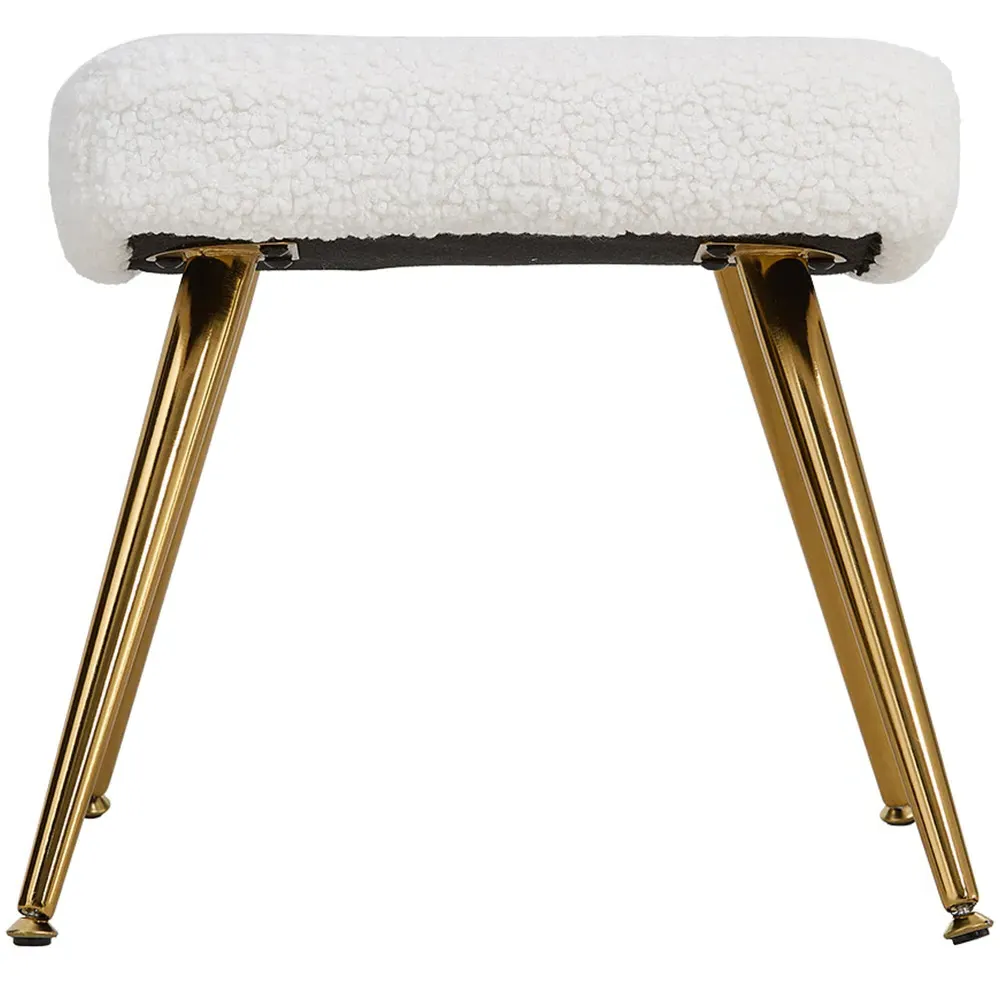 Sherpa Fleece Accent Chair with Footstool - White