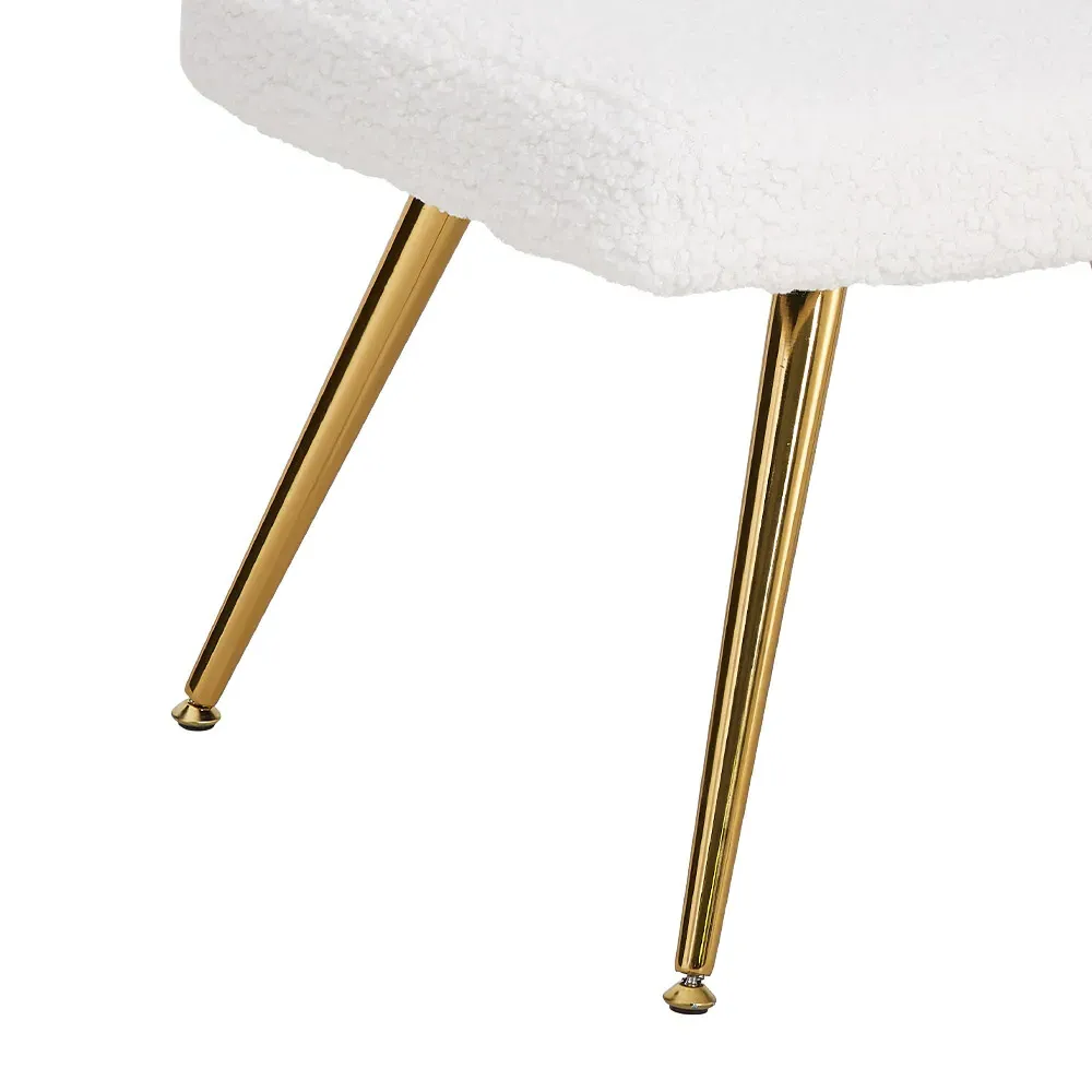 Sherpa Fleece Accent Chair with Footstool - White