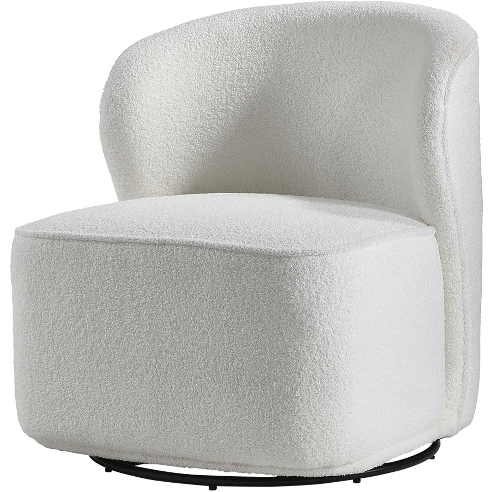 Sherpa Upholstered Swivel Chair - White
