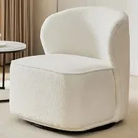 Sherpa Upholstered Swivel Chair - White