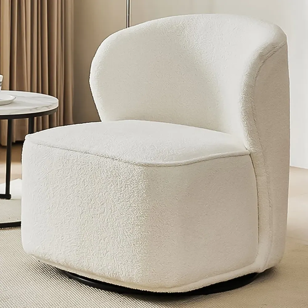 Sherpa Upholstered Swivel Chair - White