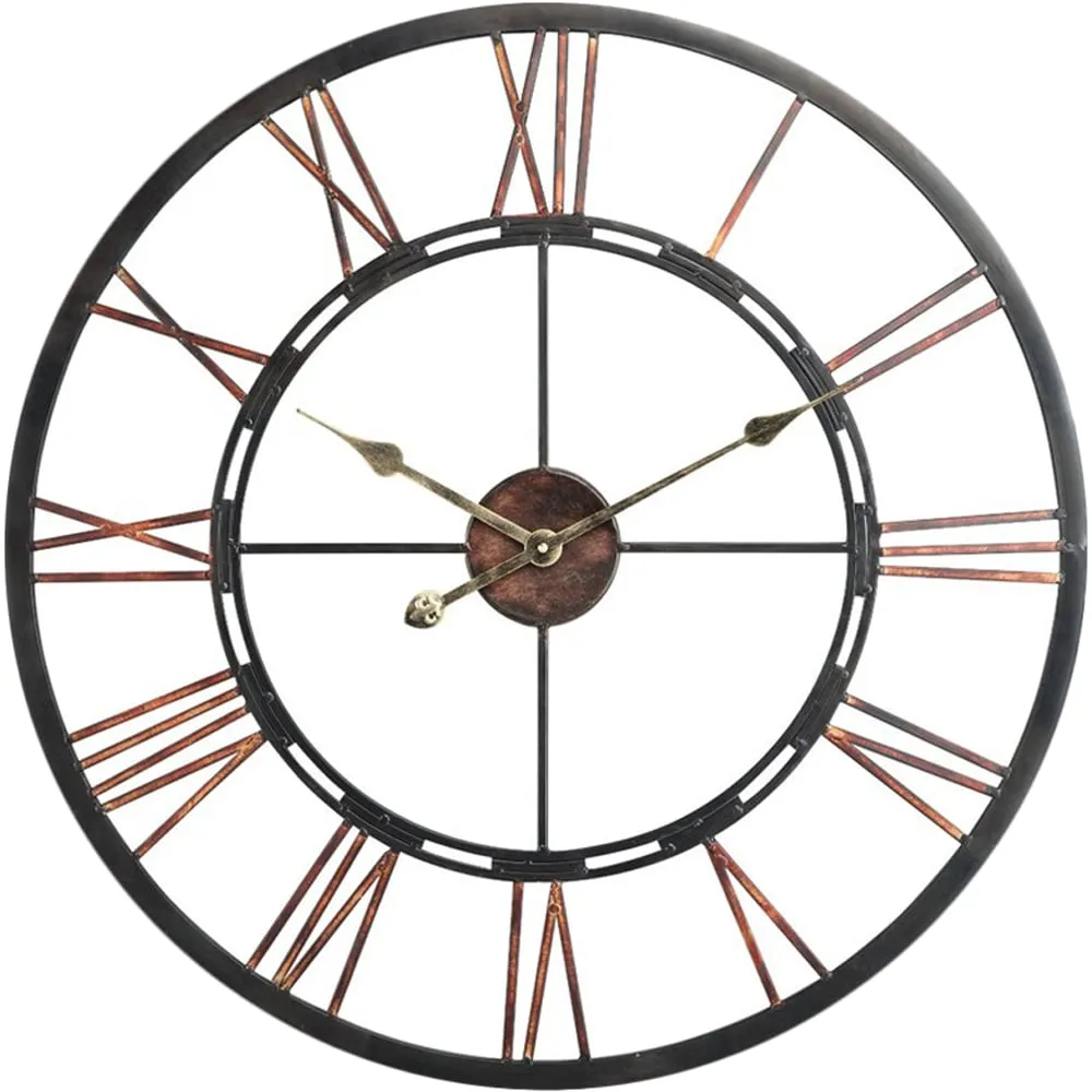Silent Round Wall Clock 60cm - Black, Iron