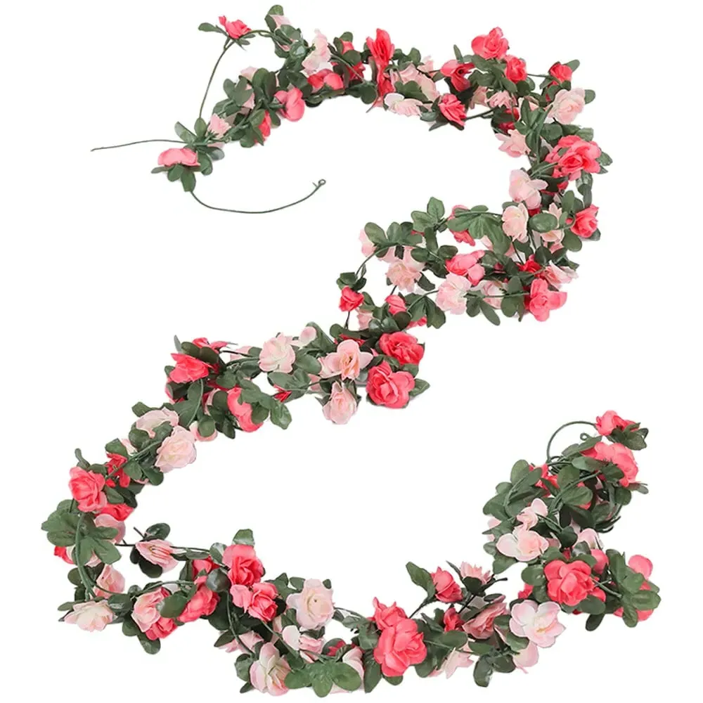 Silk Peony Artificial Hanging Vine Garland - Pink