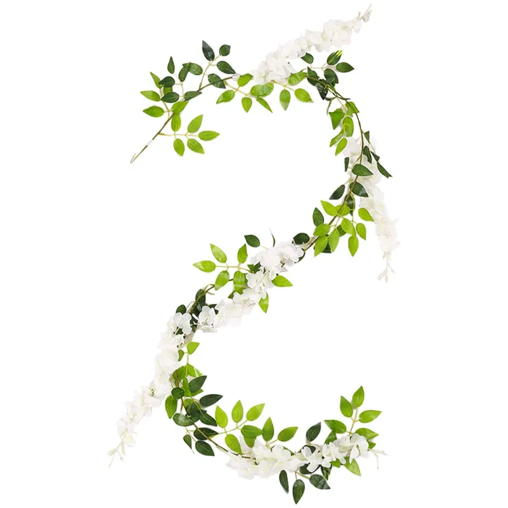 Silk Wisteria Artificial Vine Garland 190cm - White image