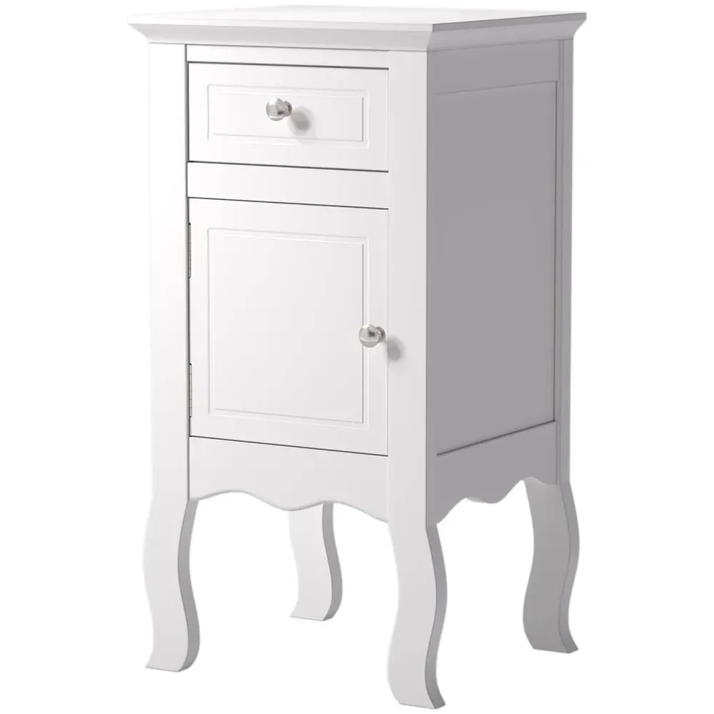 Single Door Single Drawer Bedside Table - White