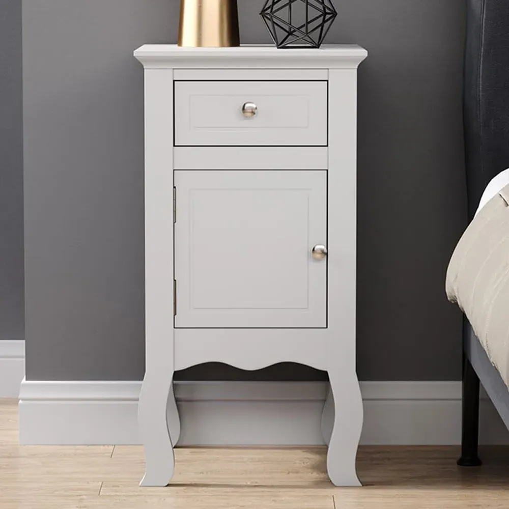 Single Door Single Drawer Bedside Table - White