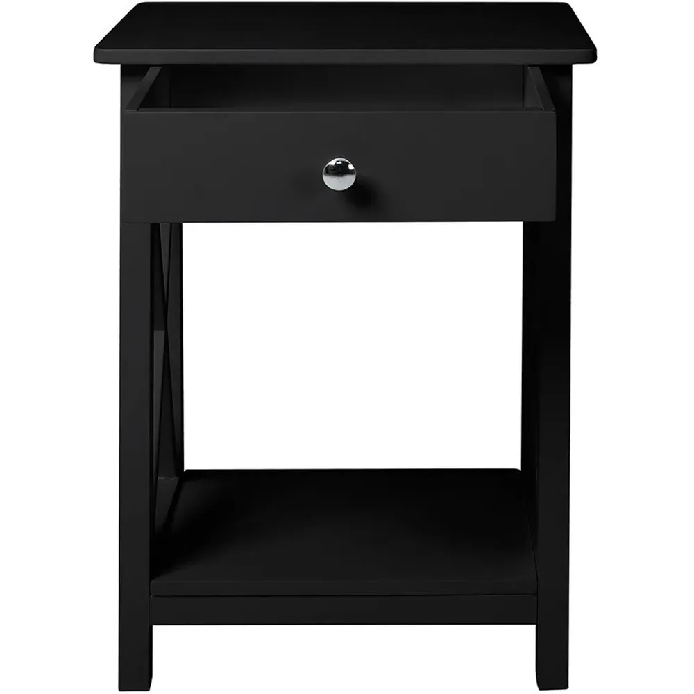 Single Drawer Bedside Table - Black, Wood