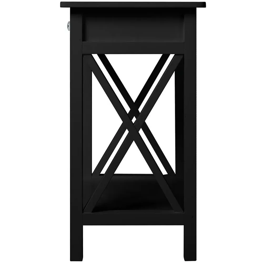 Single Drawer Bedside Table - Black, Wood