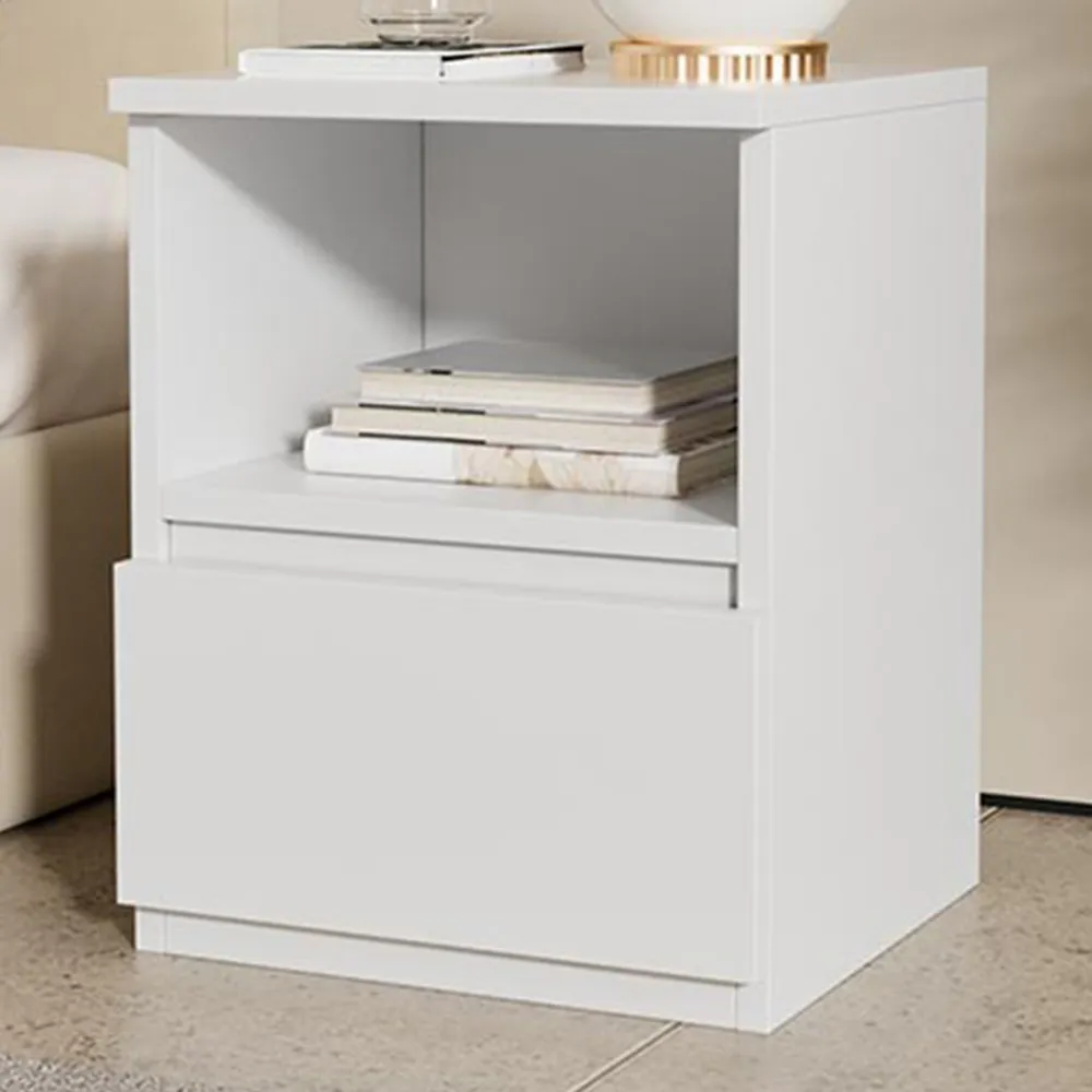 Single Drawer Bedside Table - Warm White image