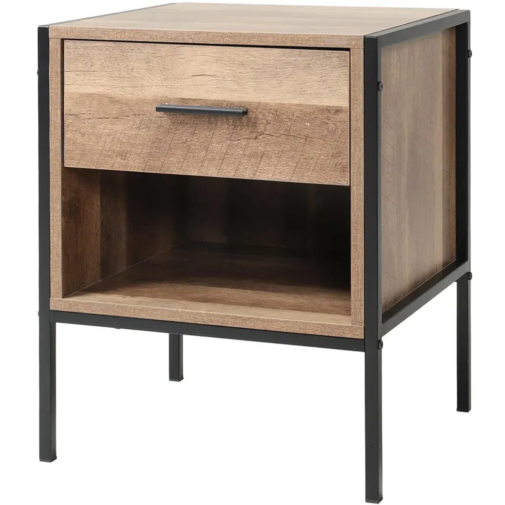 Single Drawer Side Table with Shelf - Brown, Wood