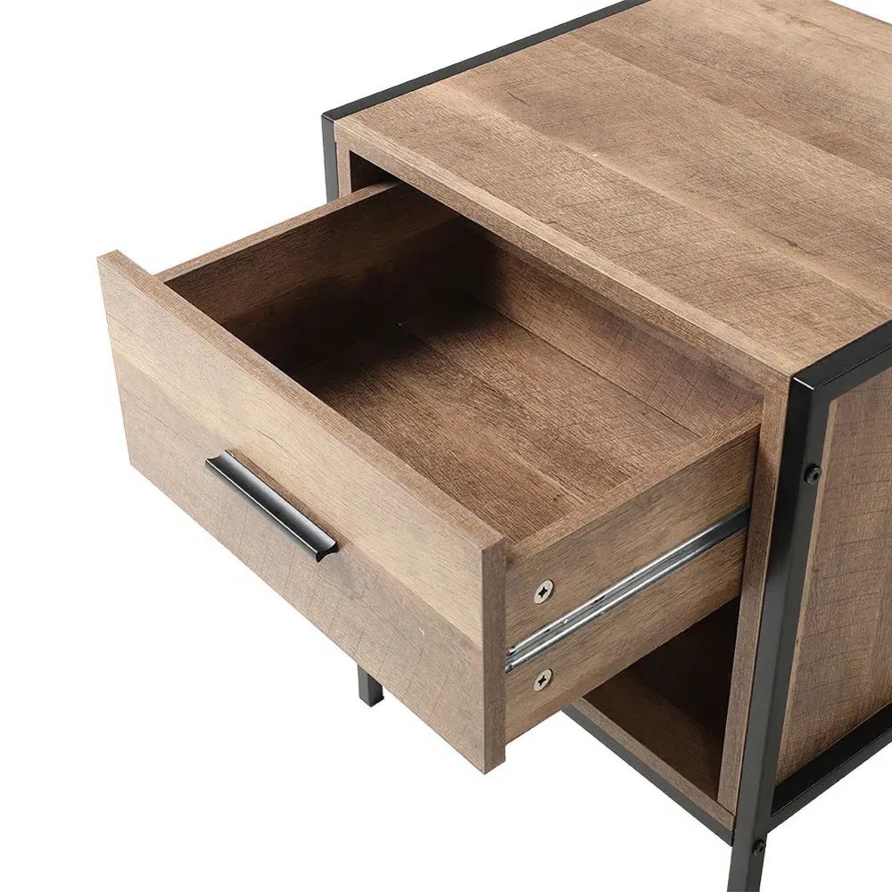 Single Drawer Side Table with Shelf - Brown, Wood