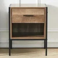 Single Drawer Side Table with Shelf - Brown, Wood