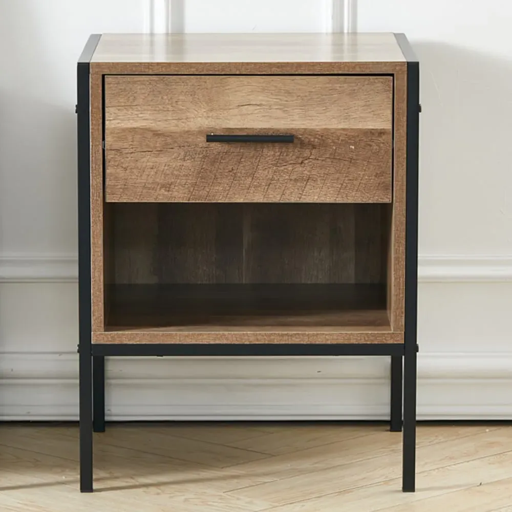 Single Drawer Side Table with Shelf - Brown, Wood