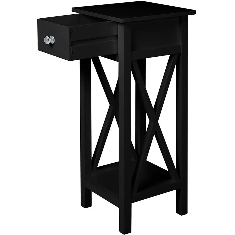 Single Drawer Slim Console Table - Black, Wood