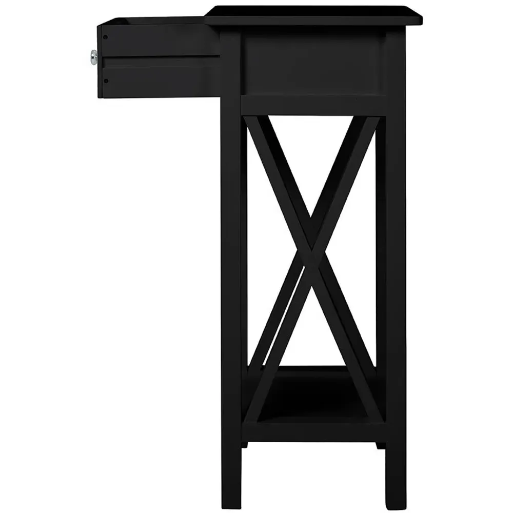 Single Drawer Slim Console Table - Black, Wood