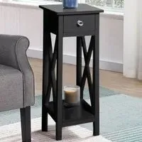 Single Drawer Slim Console Table - Black, Wood