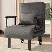 Single Seater Sofa Bed - Grey, Linen