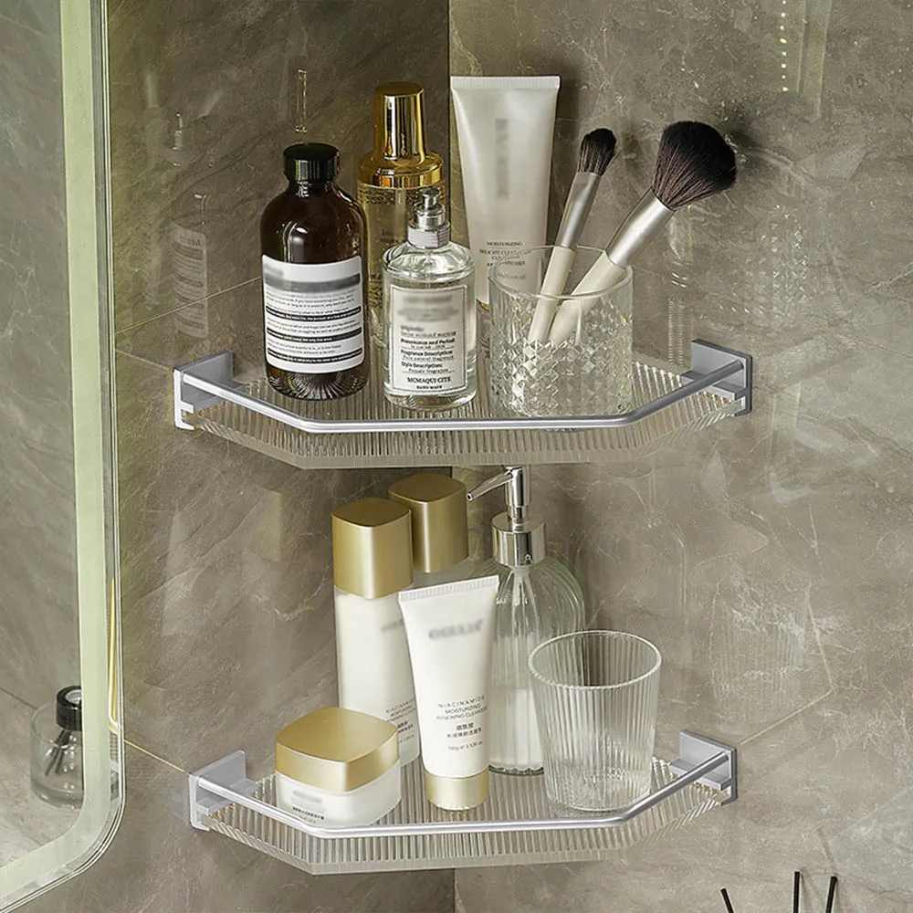 Single Tier Acrylic Bathroom Corner Shelf