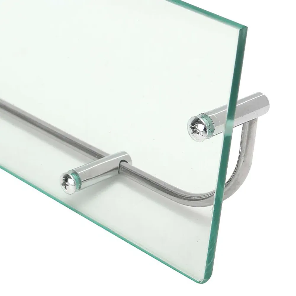 Single-Tier Wall Mounted Bathroom Shelf - Clear, Glass