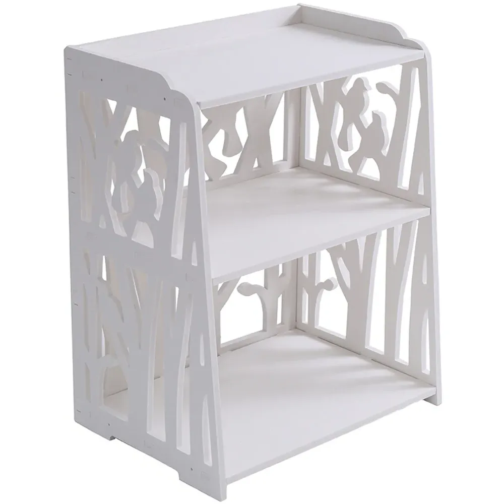 Small Bedside Table with Open Shelves - White
