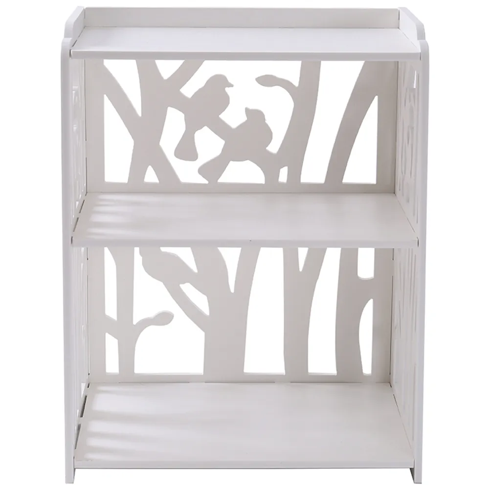 Small Bedside Table with Open Shelves - White