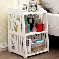Small Bedside Table with Open Shelves - White