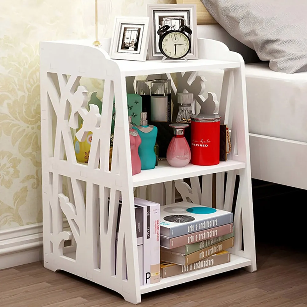 Small Bedside Table with Open Shelves - White image