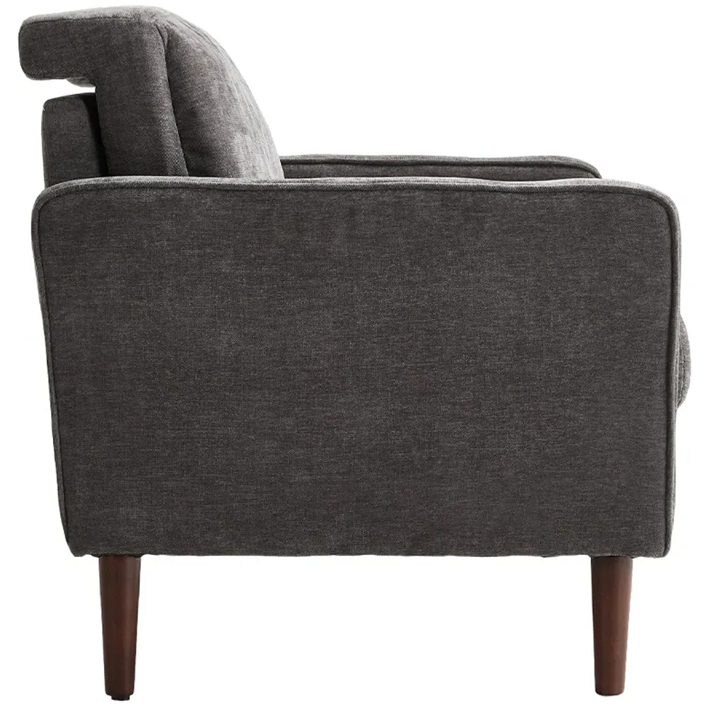 Sofa Chair with Cylindrical Pillows - Grey, Chenille