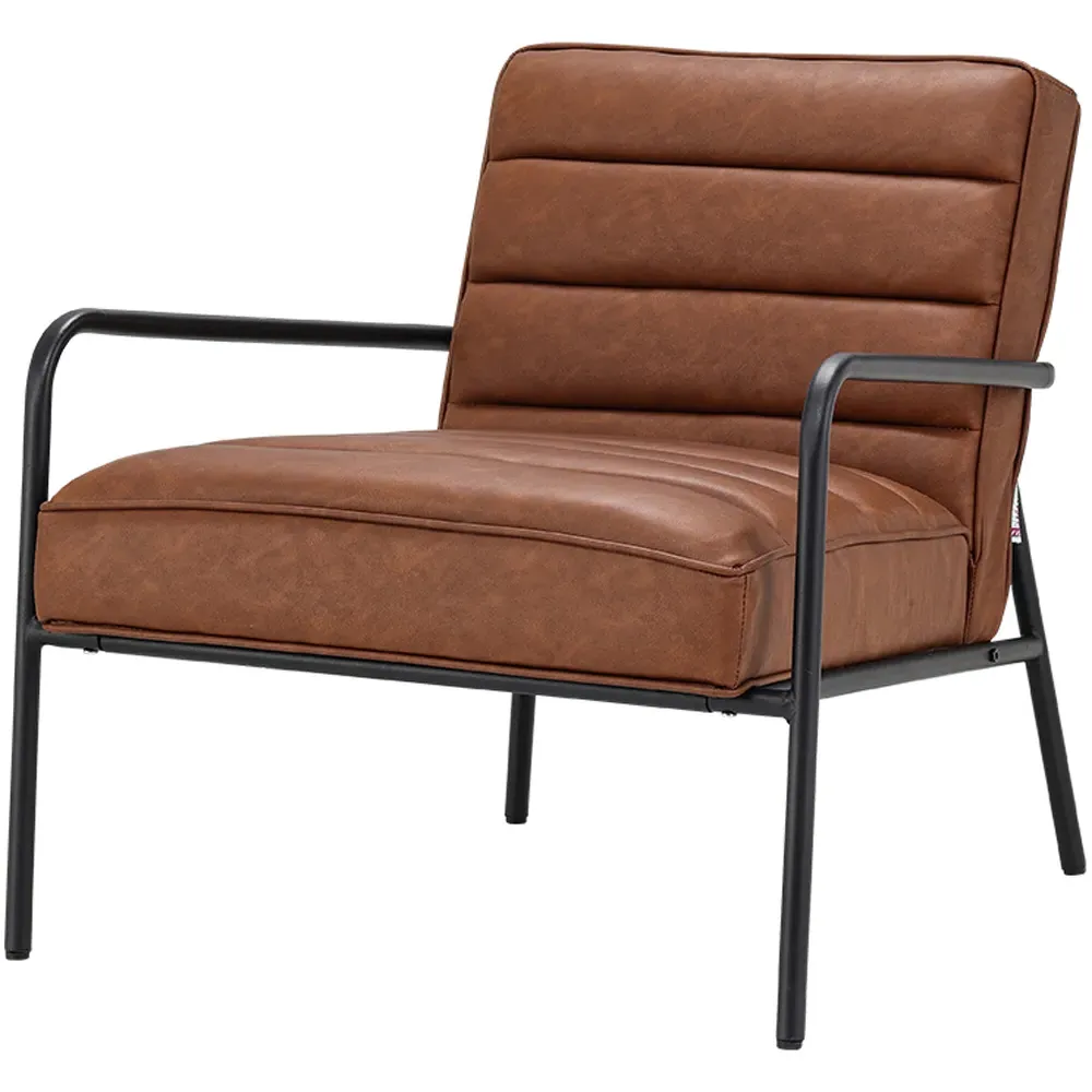 Soft PU Leather Cushioned Armchair - Brown